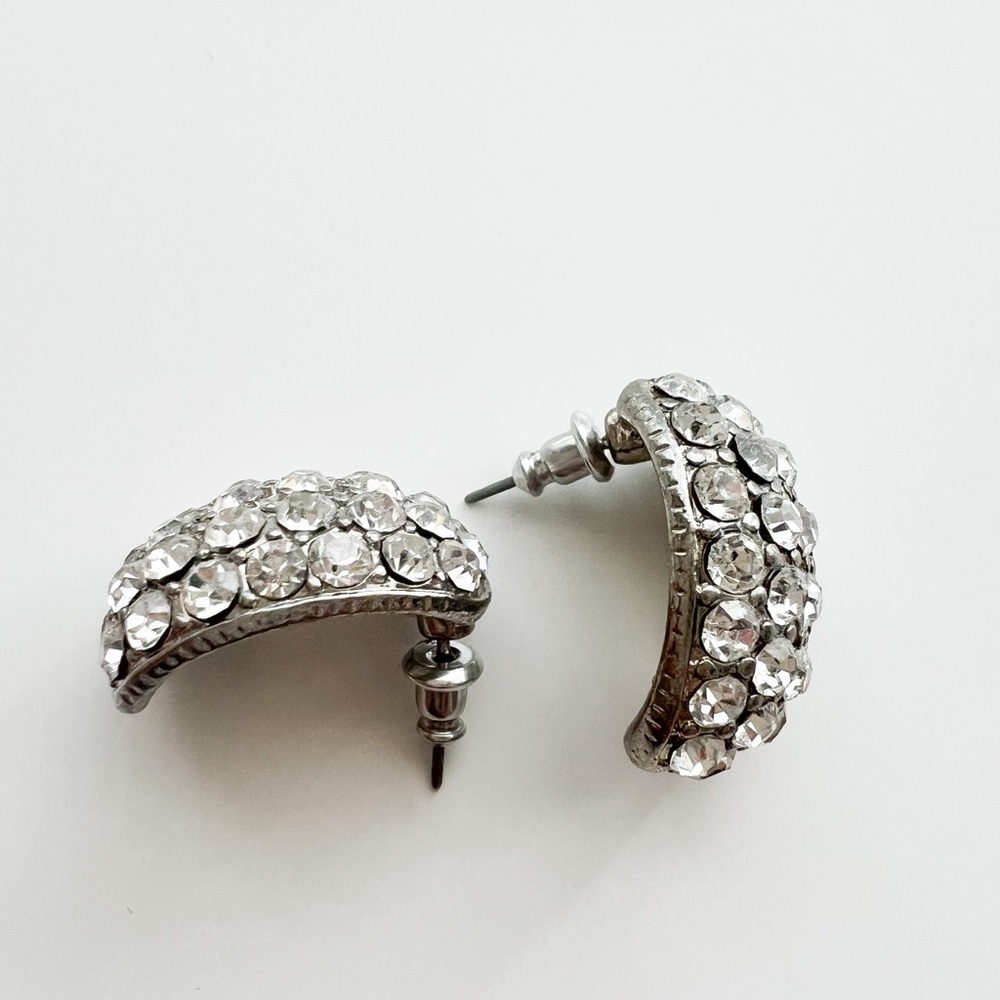 Oval Pave Rhinestone Earrings